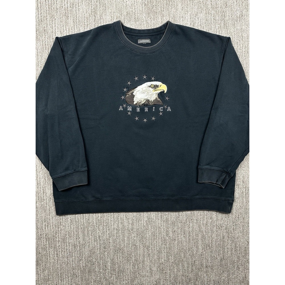 Croft & Barrow Men's 2XL Bald Eagle America Patriotic Navy Blue Sweatshirt